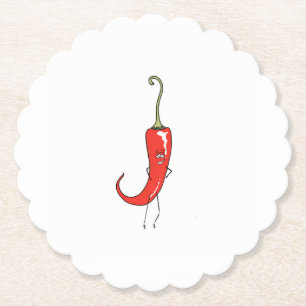 Red chili funny paper coaster
