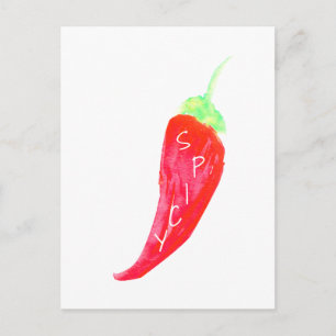 Red Chili Hand Painted Watercolor Peppers Postcard