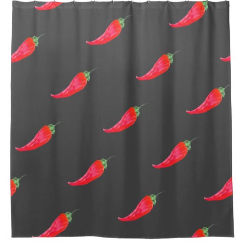 Red Chili Hand Painted Watercolor Peppers Shower Curtain