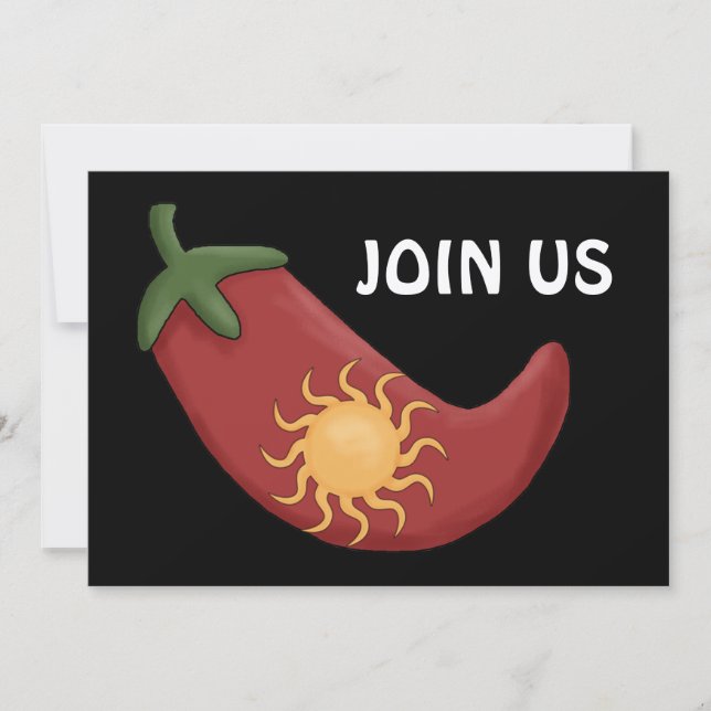 Red Chili Pepper BBQ - Western Party Invitation (Front)
