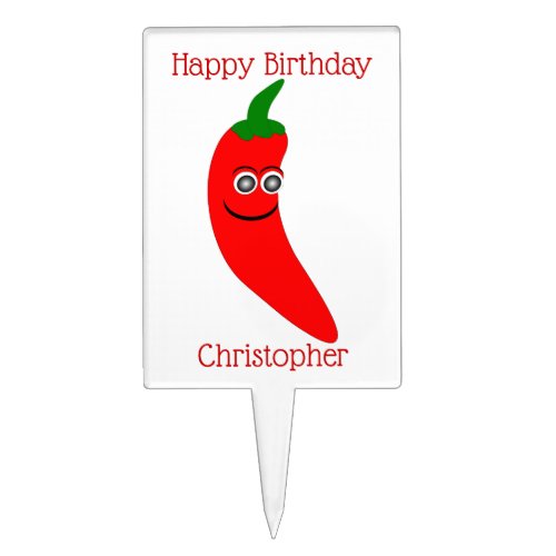 Red Chili Pepper Birthday Cake Topper
