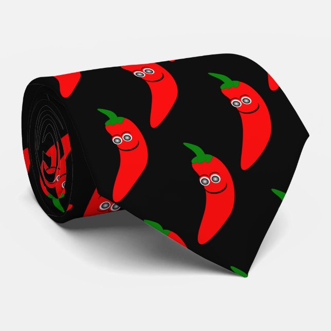 Red Chili Pepper Design Neck Tie (Rolled)