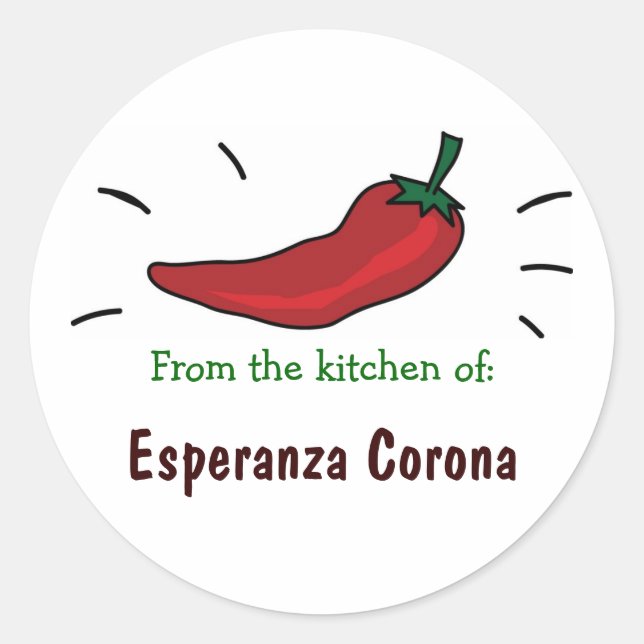 Red Chili Pepper "From the kitchen of" Labels (Front)