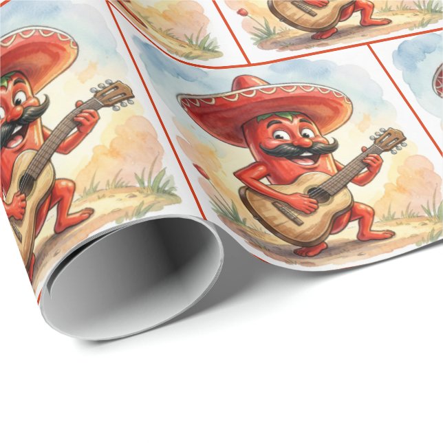 Red Chili Pepper Guitarist Wrapping Paper (Roll Corner)