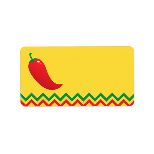Red chili pepper jalapeno with mexican border label