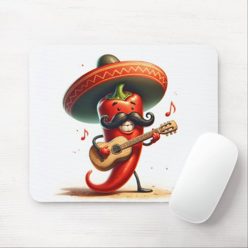 Red Chili Pepper Musician Mouse Pad