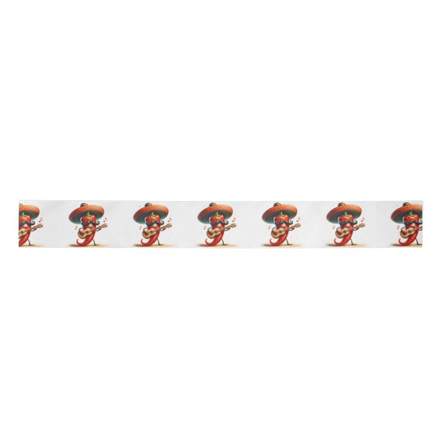 Red Chili Pepper Musician Satin Ribbon (Front)
