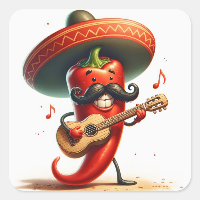 Red Chili Pepper Musician Square Sticker (Front)