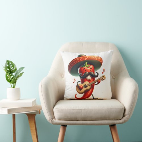 Red Chili Pepper Musician Throw Pillow