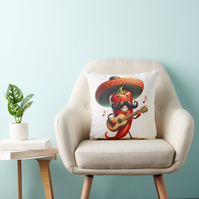 Red Chili Pepper Musician Throw Pillow (Chair)