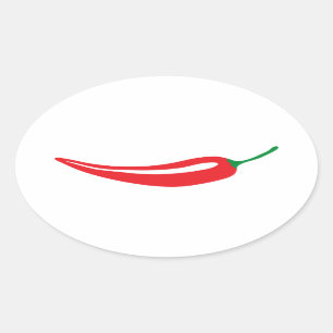 Red chili pepper oval sticker