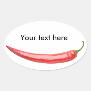 Red chili pepper oval sticker