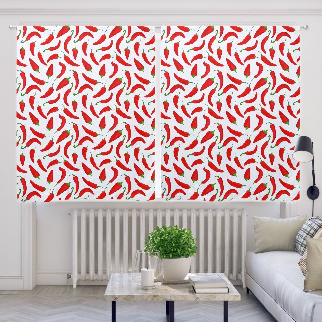 Red Chili Pepper Pattern Blackout Curtains (Living Room)