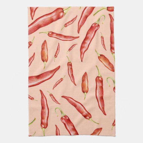 Red Chili Pepper Pattern Kitchen Towel