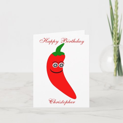 Red Chili Pepper Personalised Birthday Card
