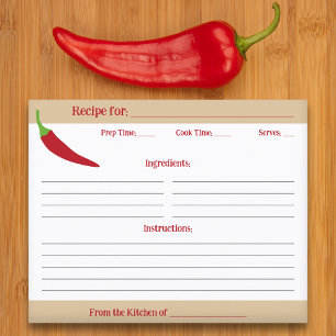 Red Chili Pepper Recipe Card