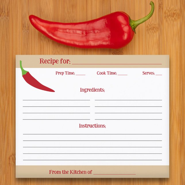 Red Chili Pepper Recipe Card (Red Chili Pepper Recipe Card)