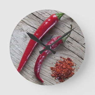 Red Chili Pepper Round Clock