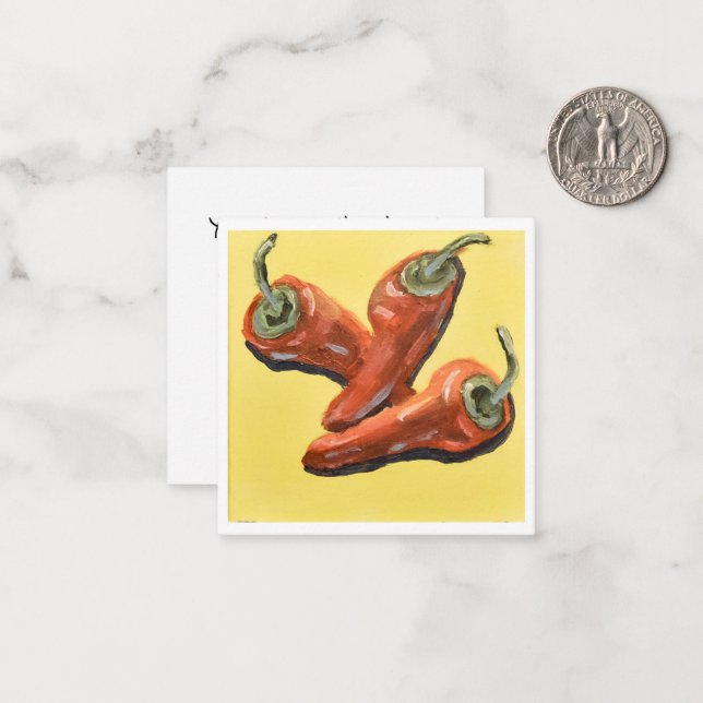 Red Chili Pepper Trio Note Card (Front/Back In Situ)