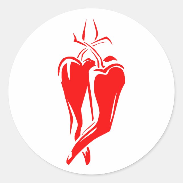 red chili pepper two dancing abstract classic round sticker (Front)