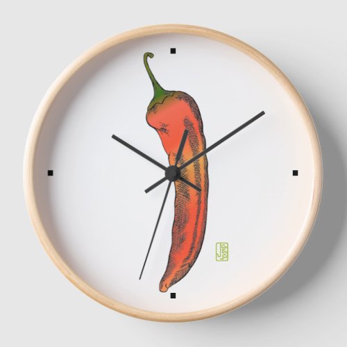 Red Chili Pepper Wall Clock