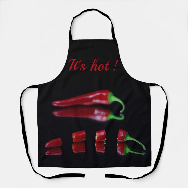 Red chili pepper with text kitchen accessory apron (Front)