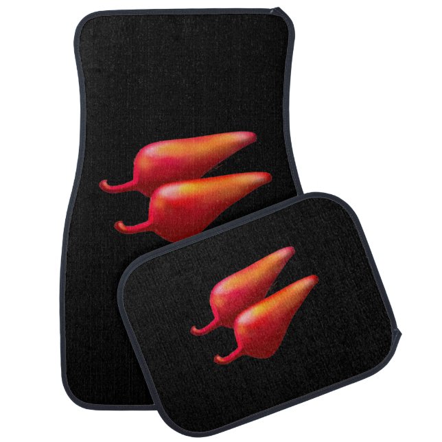 Red Chili Peppers black car mats front and rear (Set)