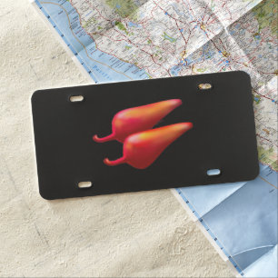 Red Chili Peppers black plastic car license plate