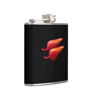 Red Chili Peppers black wrapped flask
