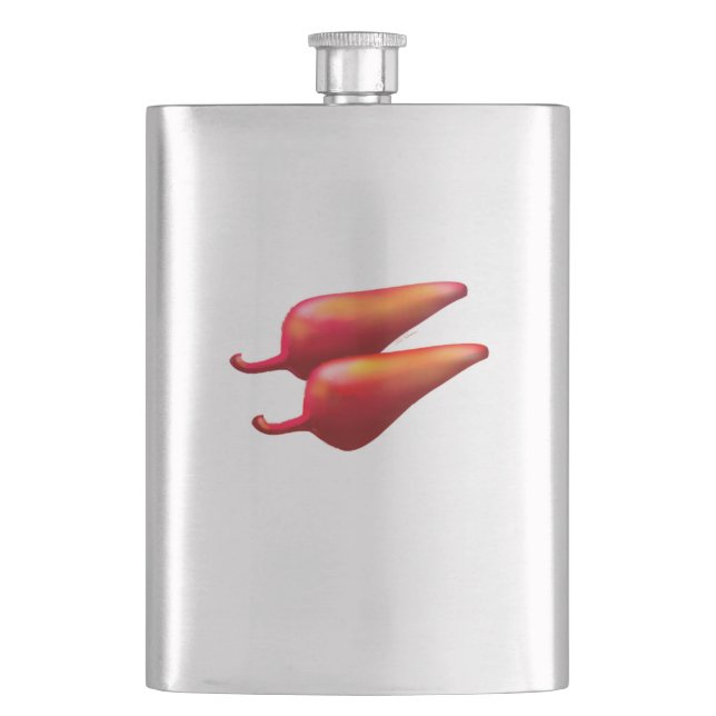 Red Chili Peppers clear stainless steel flask (Front)