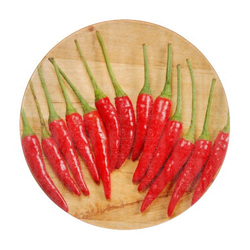 Red chili peppers cutting board