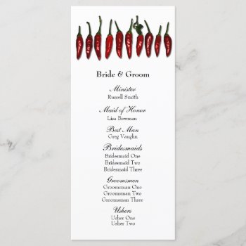 Red Chili Peppers Festive Wedding Program by RiverJude at Zazzle
