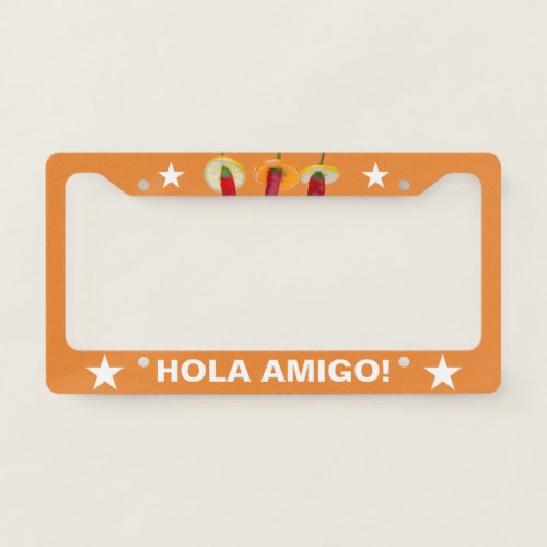 Red Chili Peppers Hola Amigo funny customizable License Plate Frame