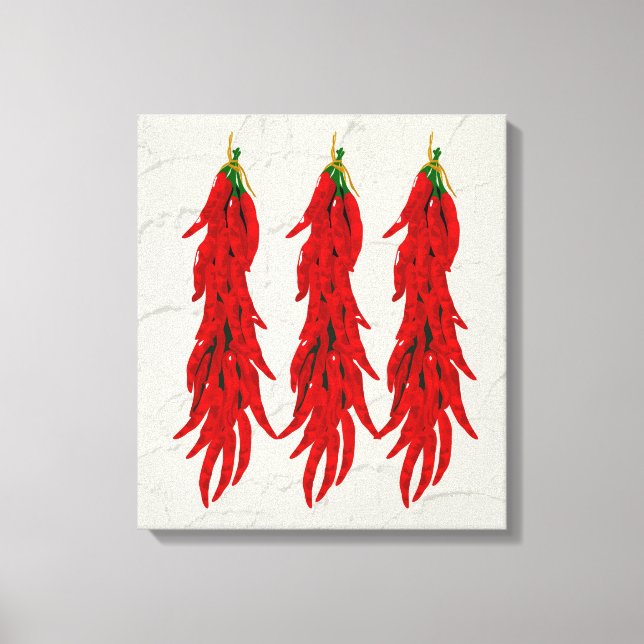 Red Chili Peppers Kitchen Art Canvas Print (Front)