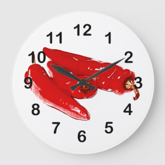 red chili peppers large clock