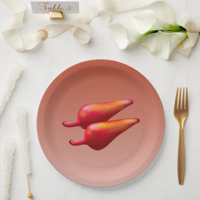 Red Chili Peppers large paper plates (Wedding)