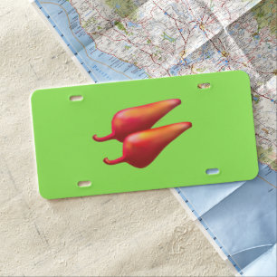 Red Chili Peppers lime green plastic license plate