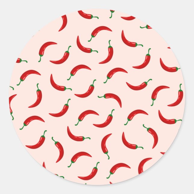 Red chili peppers on light coloured background classic round sticker (Front)