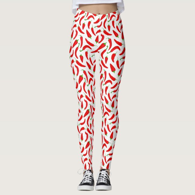Red Chili Peppers on White Leggings (Front)