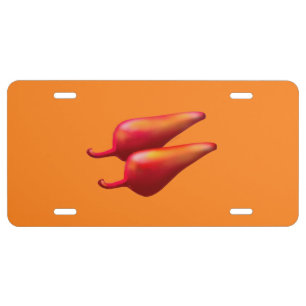 Red Chili Peppers orange aluminum license plate