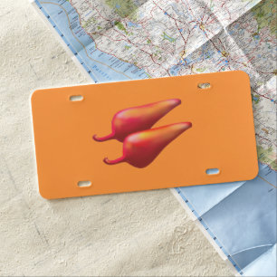 Red Chili Peppers orange plastic car license plate