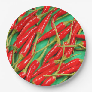 Red chili peppers paper plates