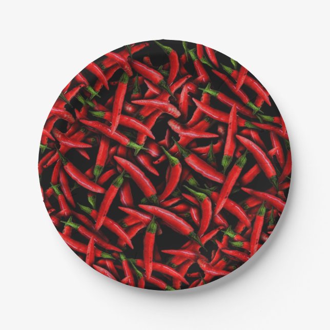 Red Chili Peppers Paper Plates (Front)