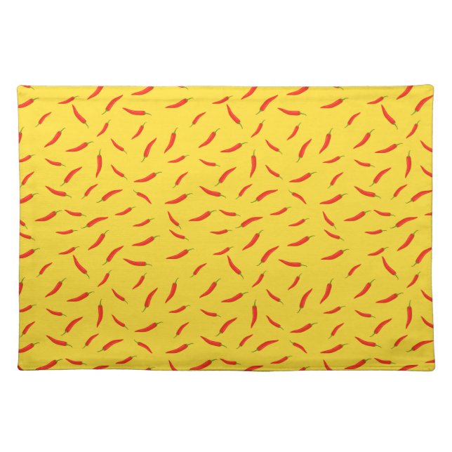 Red Chili Peppers Pattern Cloth Placemat (Front)