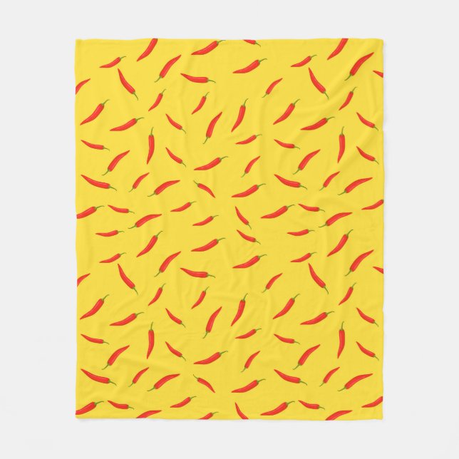 Red Chili Peppers Pattern Fleece Blanket (Front)