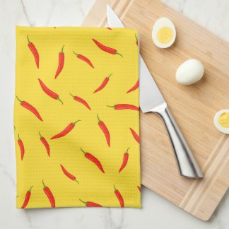 Red Chili Peppers Pattern Kitchen Towel