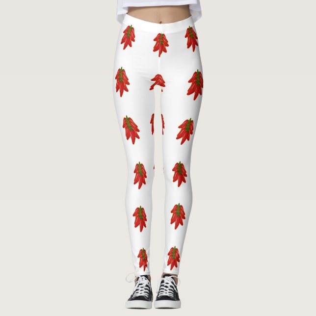 Red Chili Peppers Pattern Leggings (Front)