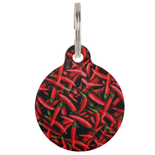 Red Chili Peppers Pattern Pet ID Tag (Front)