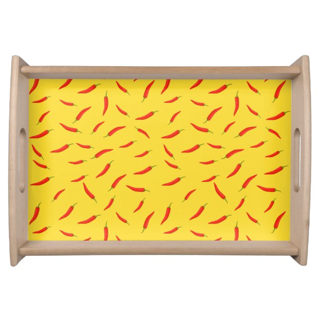 Red Chili Peppers Pattern Serving Tray (Front)