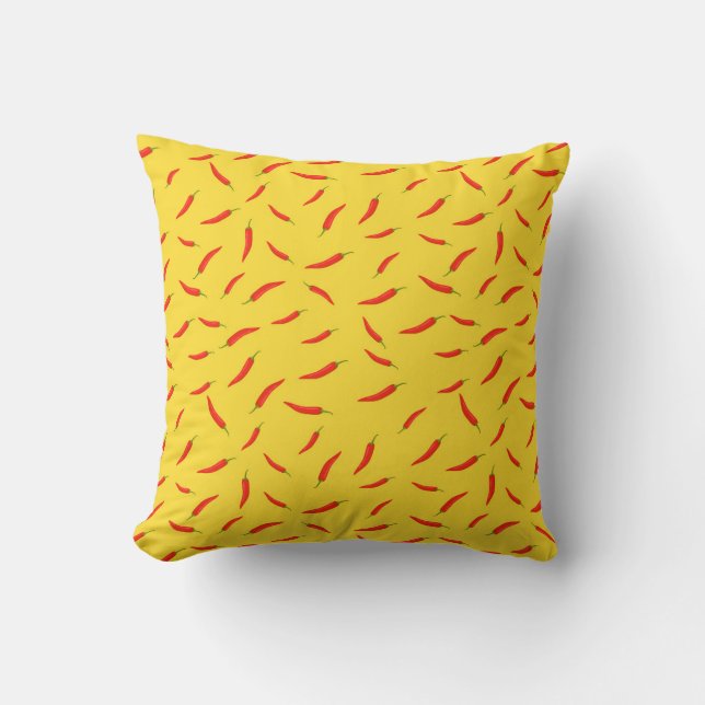 Red Chili Peppers Pattern Throw Pillow (Front)